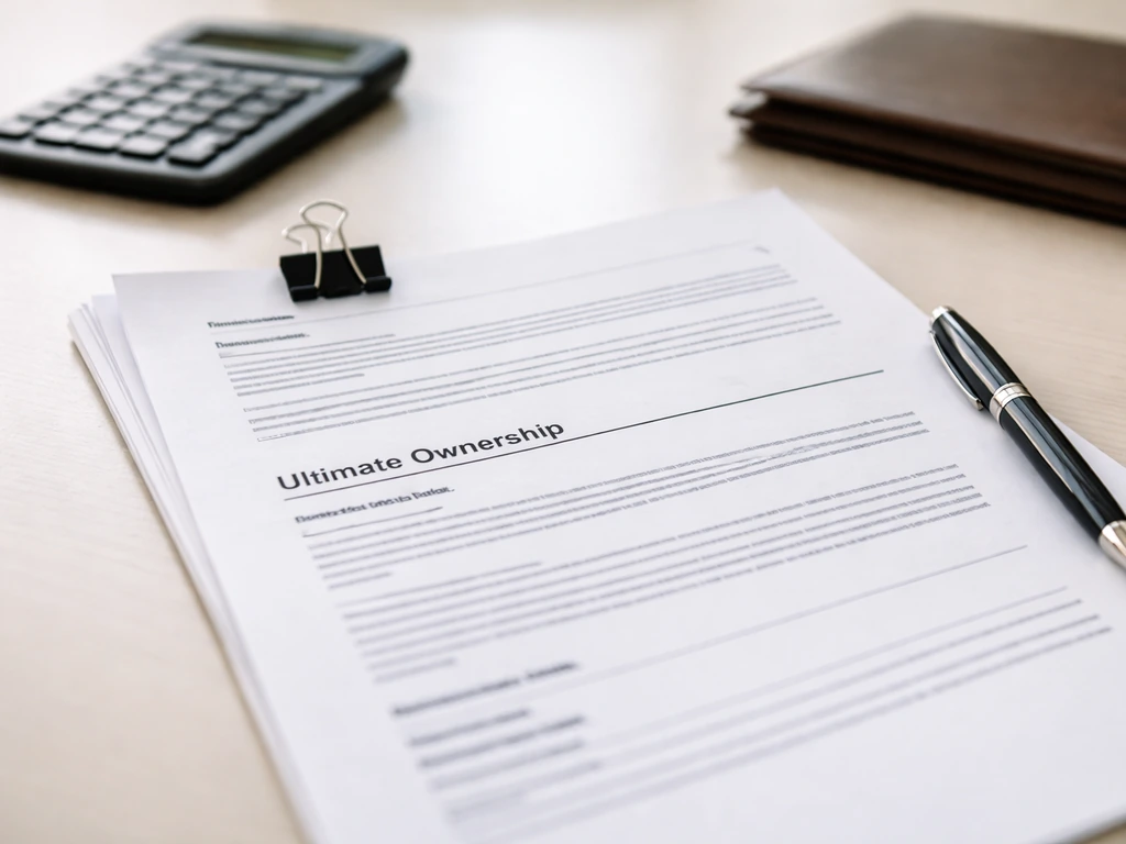 Open finance disclosure document on a desk, with “ultimate ownership” section visible.