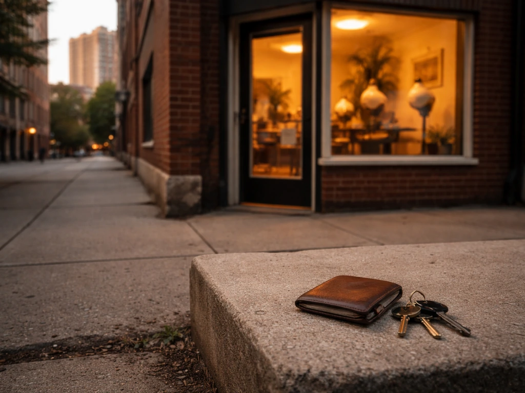 Vintage salon exterior on a Chicago street with subtle cues of later property growth