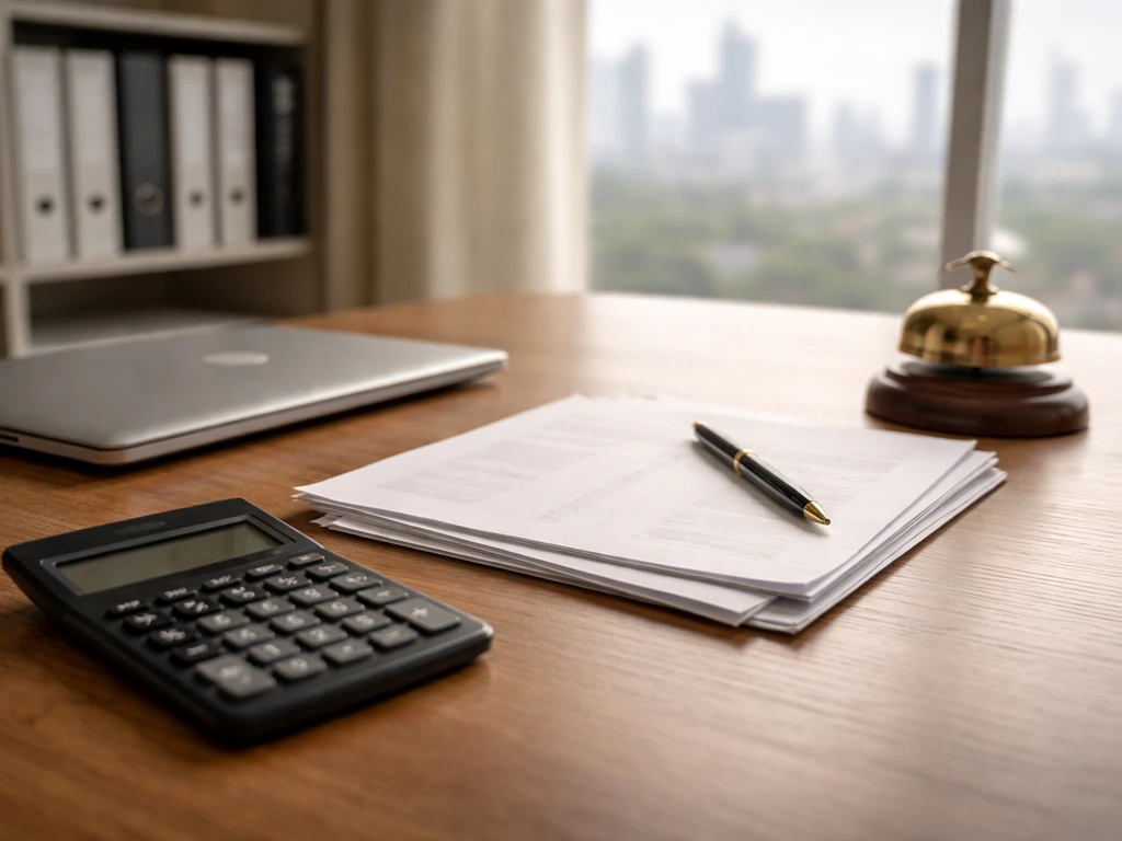 Minimal desk with calculator and blank financial papers symbolizing estimating private-company net worth